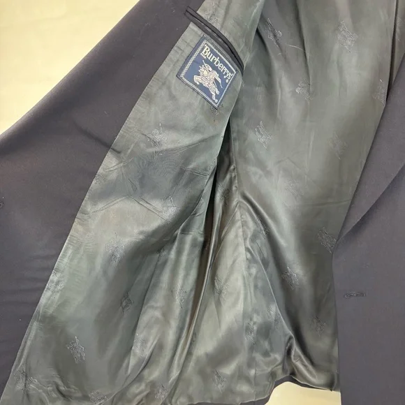 Burberrys Vintage Double Breasted Blazer Navy Gold Crest Buttons Men’s L - Picture 14 of 16